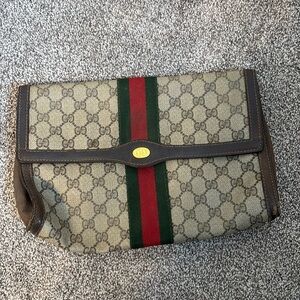 Gucci Vintage Nylon Monogram Logo Envelope Clutch